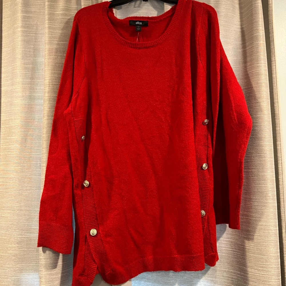 Chico's Red Sweater with Button Accents